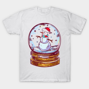 Snowmen in Globe Christmas T-Shirt